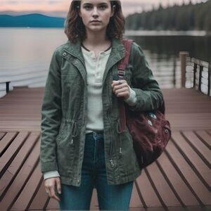 Old Navy Green Twill Utility Jacket Twilight Style Bella Swan New Moon Size XS